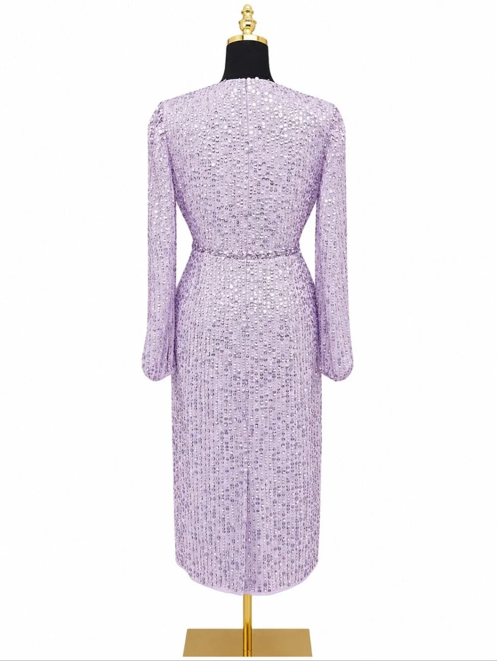 Mac Duggal Lavender Sequin Embellished Midi Sheath Dress Size 6 NWT